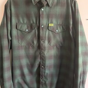 DIXXON Olive Green & Brown Plaid Men's Button-Down Shirt- Absinthe